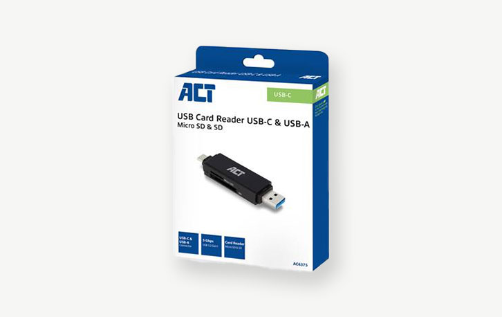 ACT USB Kaart Lezer USB-C & USB-A - AC6375